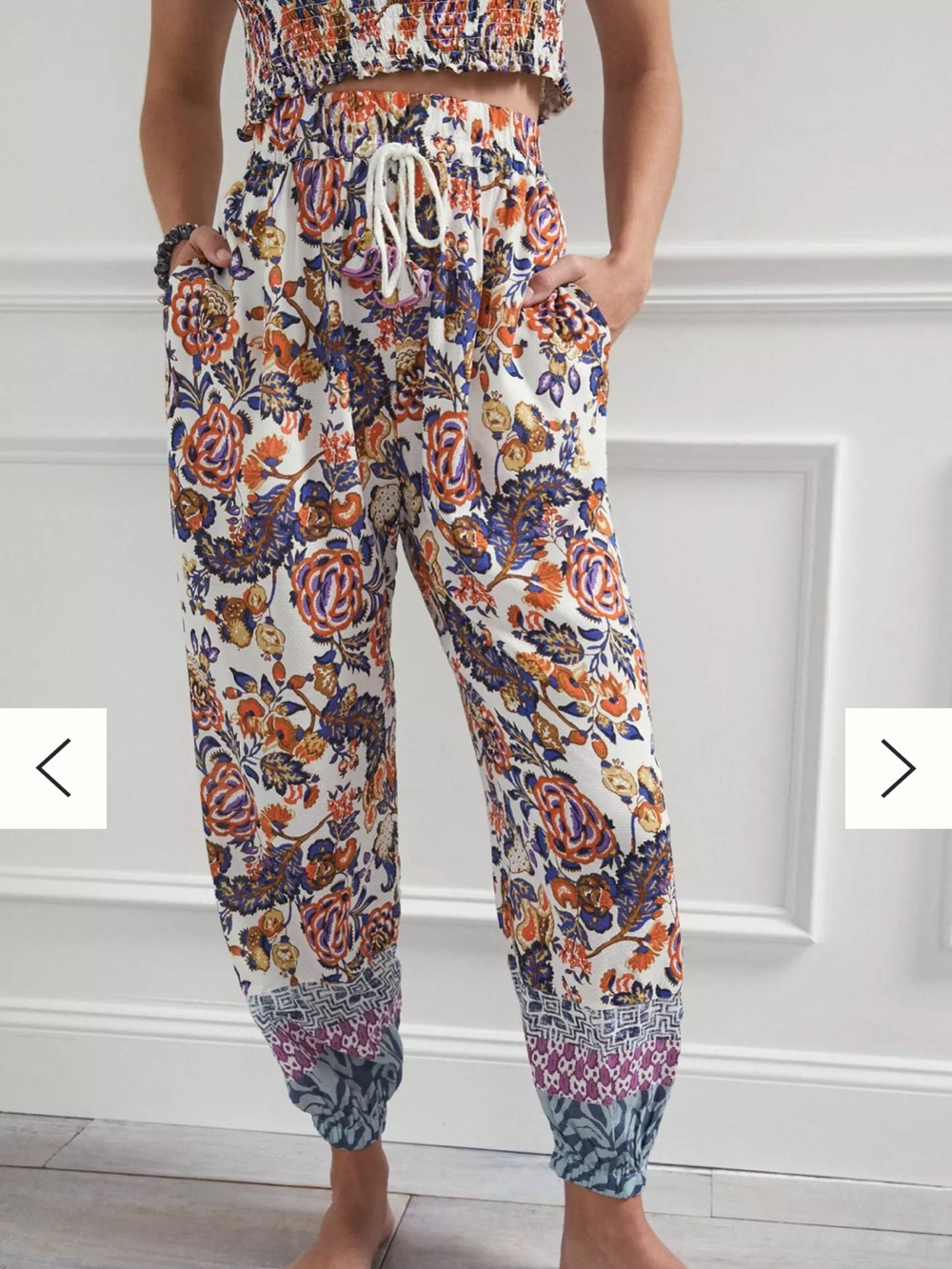 Anthropologie Floral Paisley Modal Jogger Pants Tassel Drawstring Boho Small